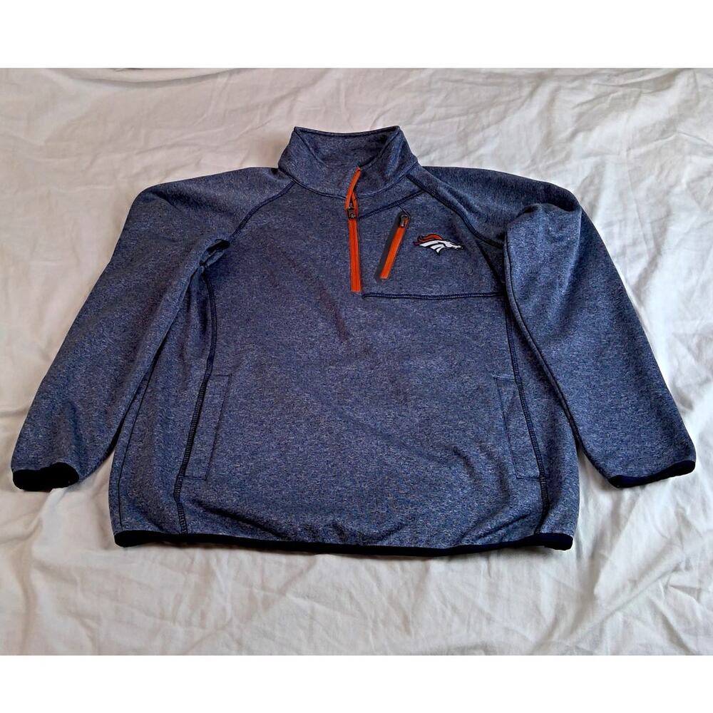 NFL Apparel by G-III Denver Broncos Womans 1/4 Zip Pullover Heather Blue Medium